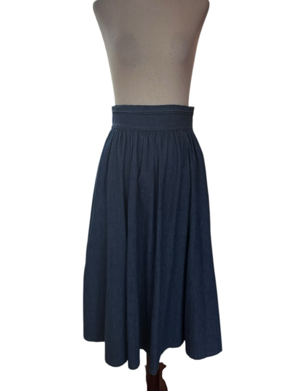 Vintage 1970s Gunne Sax Jessica's Gunnies Denim Cotton Midi Skirt High Waist